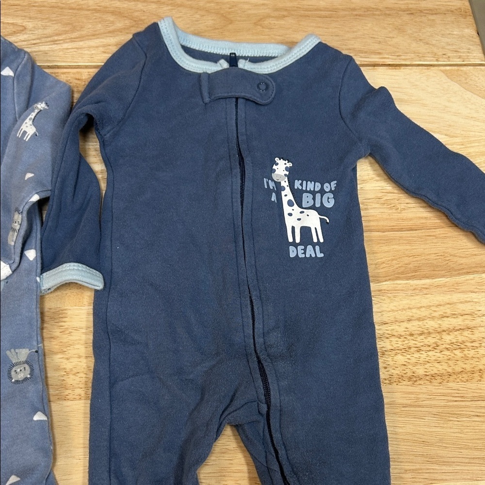 The Peanutshell Navy and Light Blue Baby One-Piece Zip Footed Pajamas - Set of 2 - Picture 2 of 5